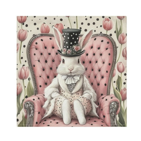 

WOBOGO Gentleman White Rabbit Cloth Napkins 6 Pieces Soft Elegant Touch Durable Absorbent Quick Drying for Elegant Dining
