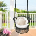 thumbnail image 3 of Costway Hanging Hammock Chair Cotton Rope Macrame Swing Indoor Outdoor Black, 3 of 10