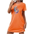 thumbnail image 1 of Mrat Pyjama de Fête Nuptiale Robe de Nuit pour Femmes Manches Courtes Chemise de Nuit Décontractée Imprimée Robe de Nuit Ample Confortable S-92 Orange P, 1 of 7