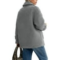 thumbnail image 4 of Karight Women's Soft Fluffy Blazer Jacket Lapel Collar Warm Thick Fuzzy Teddy Fleece Casual Double Breasted Jacket, 4 of 6