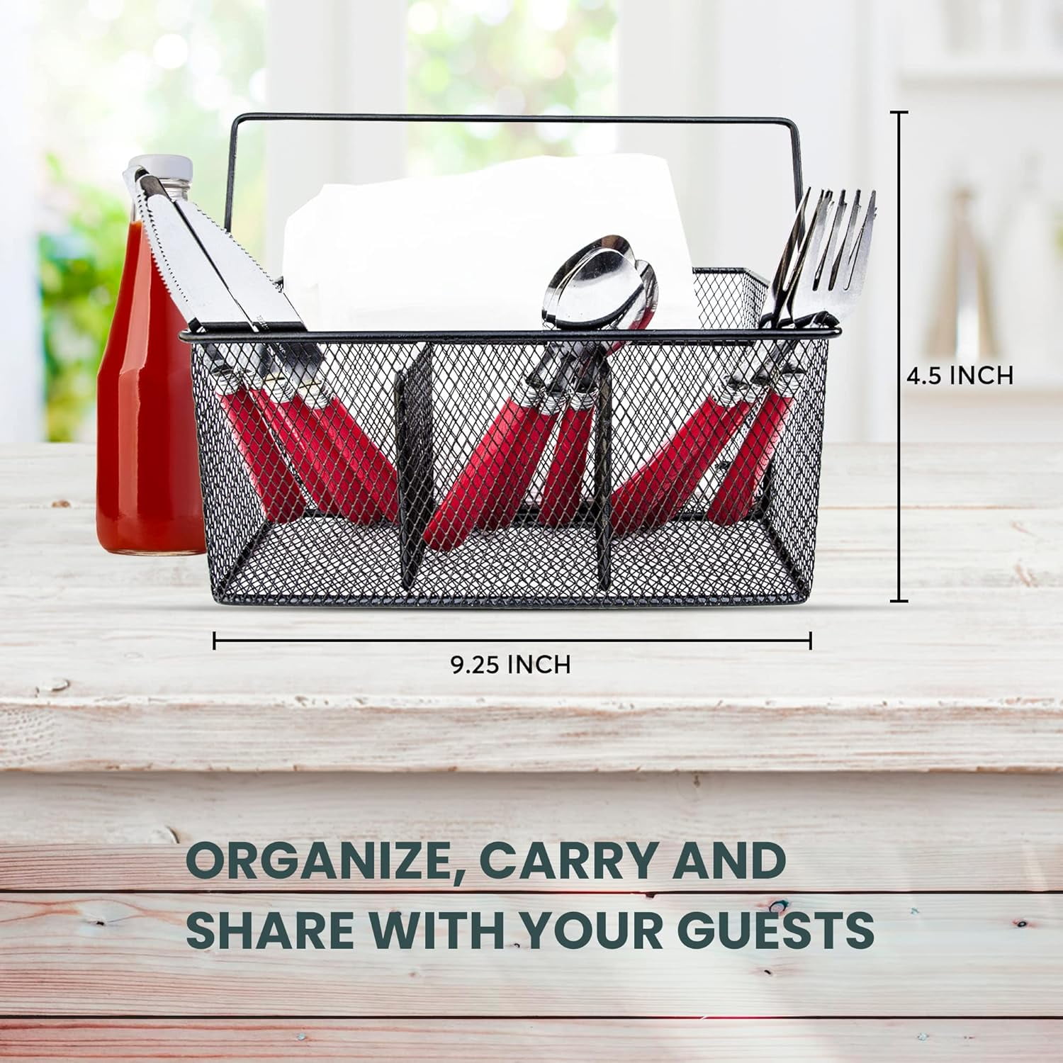 Maypes Utensil Silverware Caddy Organizer, Party Buffet Serving Holder, Stainless Steel, Silver