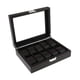 thumbnail image 3 of Caja de reloj organizador de relojes contenedor Premium portátil de lujo vitrina de reloj con tapa de vidrio caja de reloj (negro), 3 of 9
