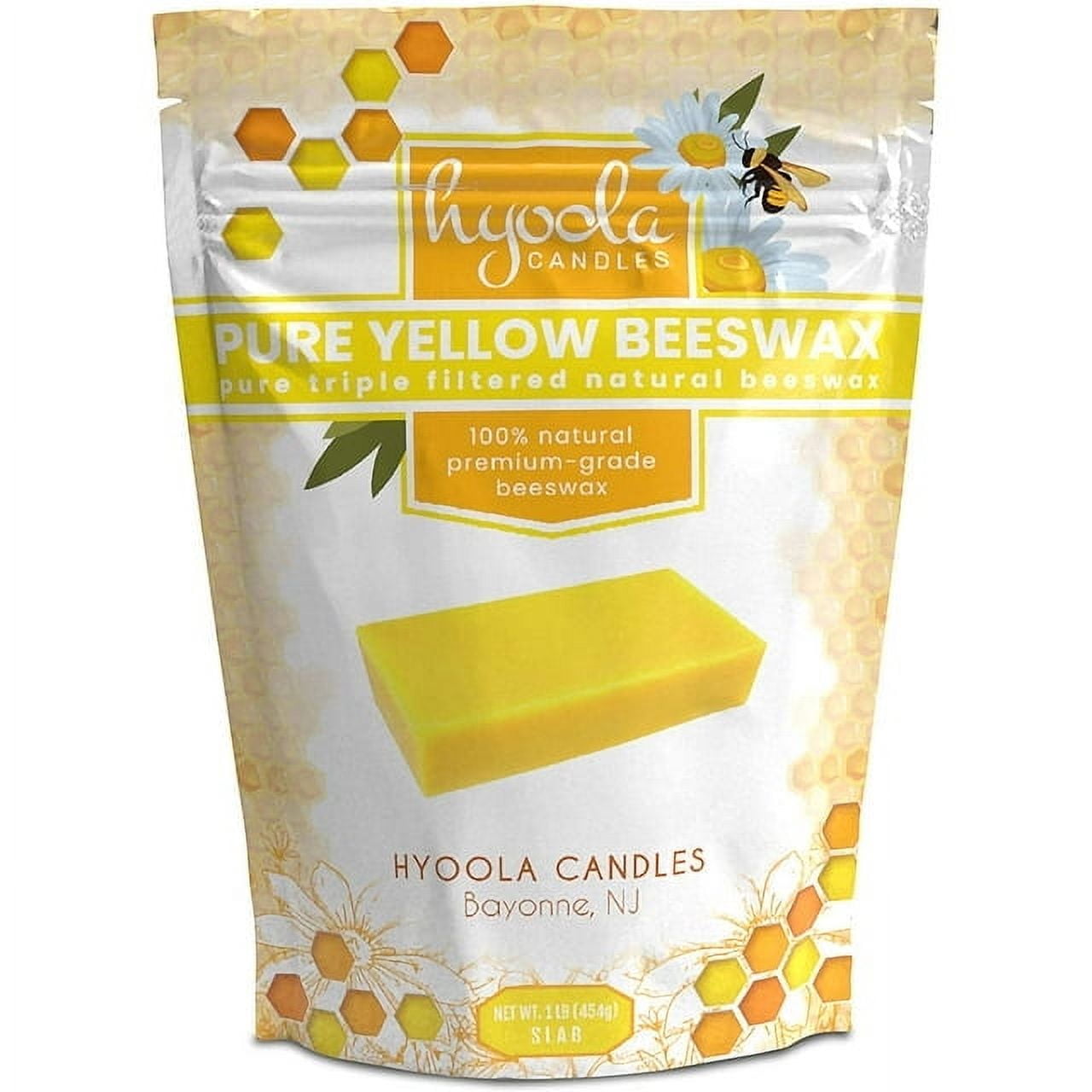 Hyoola, 2 Pound Natural - Candle Making, Cosmetic Grade Bees Wax Block - Yellow Triple Filtered