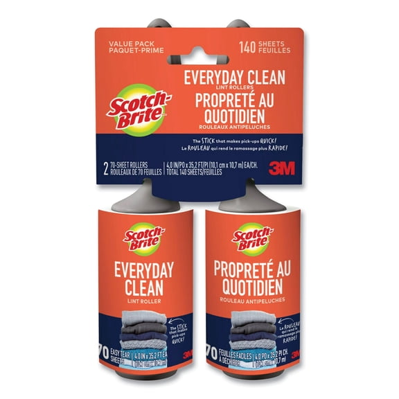 Lint Roller, Heavy-Duty Handle, 70 Sheets/Roller, 2/Pack | Bundle of 2 Packs