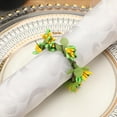 thumbnail image 4 of Darzheoy Easter Bunny Napkin Rings, Plush Bunny Ear Napkin Holder, Green Flower Leaves Napkin Buckles, Easter Serviette Rings for Easter Party Kitchen Dining Table, 4 of 9