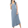 thumbnail image 6 of HomeGardon Nightgowns for Women,Women's Sleepwear,Women's Round Neck Solid Color with Chest Cushion Loose and Comfortable Plus Size Home Skirt,M-XXL, 6 of 7