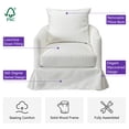 thumbnail image 2 of Pearl White Polyester Upholstered Swivel Barrel Armchair with Removable Washable Slipcover for Living Room, Bedroom, Feather Blend Cushion, Solid Wood Frame, Pillow Back, Fully Assembled, 2 of 16