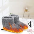 thumbnail image 3 of 1 Paire de Pantoufles Chauffantes Électriques USB Rechargeables Chaussures en Peluche Chauffantes Gris, 3 of 8