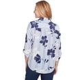 thumbnail image 2 of Alfred Dunner Womens Petite Striped Flower Button Front Tie Sleeve Blouse, 2 of 4