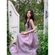 thumbnail image 1 of Generic Purple Strap Dress Women 2025 Summer New Temperament Fairy Vacation Solid Color Waist Tight Slimming Dress Women, 1 of 1