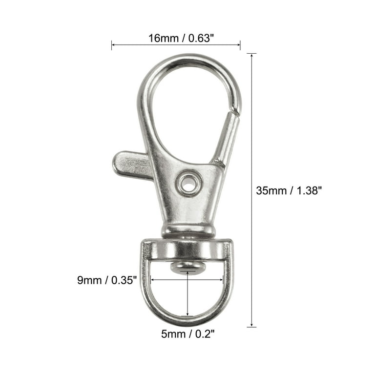 Uxcell 35mm Length Zinc Alloy Swivel Clasps Lanyard Snap Hook Silver,20 Pack