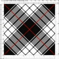 thumbnail image 2 of Crepe Techno Printed Ervin Knit, Stretch Plaid Dress Fabric (BLACK/OFFWHITE/CORAL, ByYard), 2 of 3