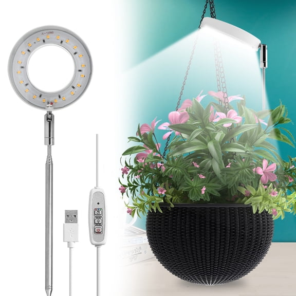 Lingsida LED Growing Light for Indoor Plants Growing, Full Spectrum Desk Growth Lamp Automatic Timer(2/4/8H), 4-Level Dimmable, Height Adjustable
