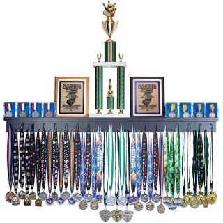 Medal Awards Rack Trophy Shelf and Award Display Rack- Black 36 ...