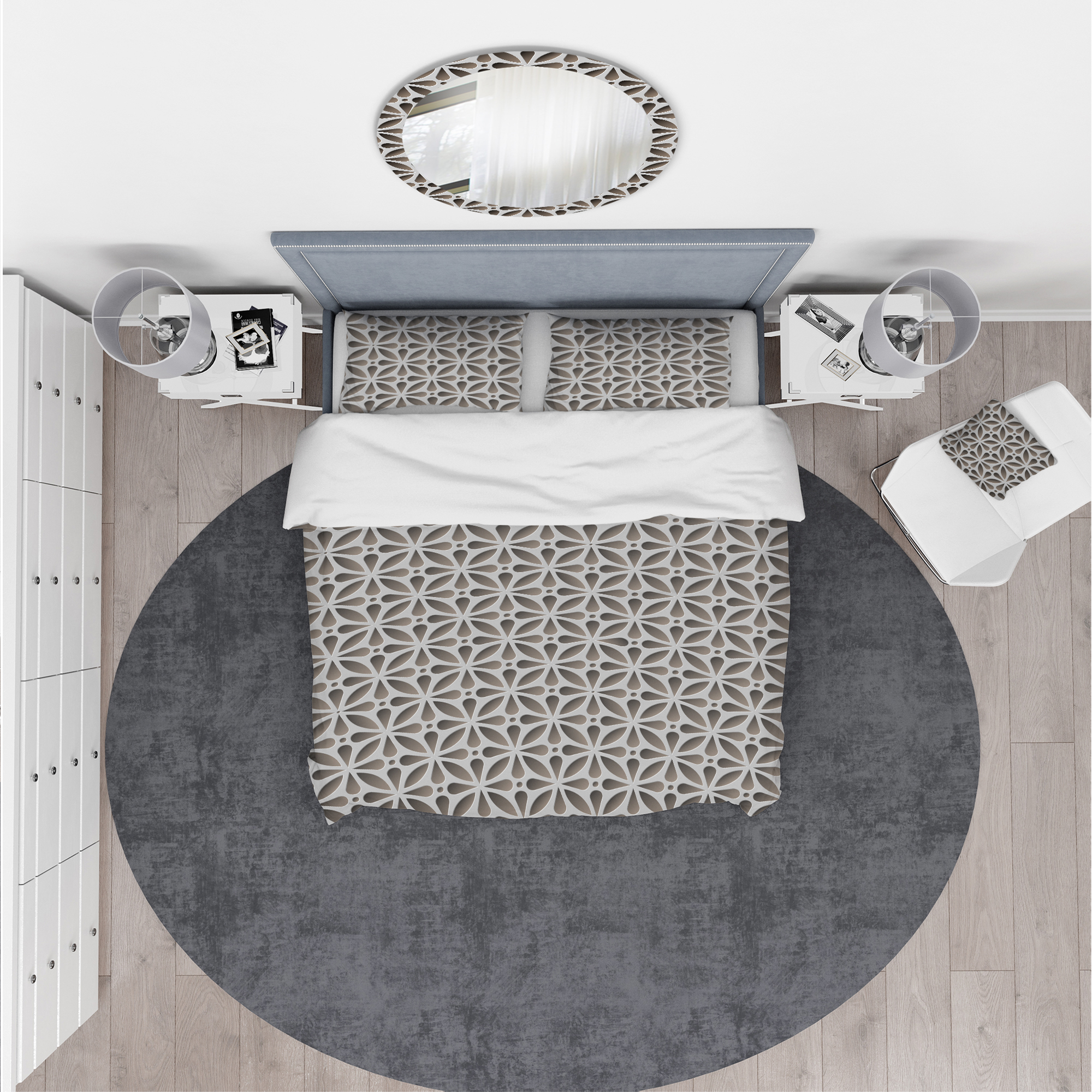 Designart 'Grey Abstract Pattern' Scandinavian Duvet Cover Set