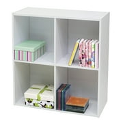 Kings Brand Furniture White Wood 2-Tier 4-Shelf Bookcase Storage Organizer