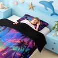 thumbnail image 3 of Erosebridal Hawaii Beach Twin Comforter Sets,Hawaii Holiday Tropical Botanical Coconut Tree Bedding Set For Girls,Reversible Black,2pcs, 3 of 7