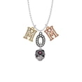 thumbnail image 2 of Delight Jewelry Silvertone Diagonal Banded Barrel with Hot Pink Crystals Spinner Multi-Colored Crystal Mom Charm Necklace, 2 of 5
