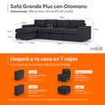 thumbnail image 2 of Sofá Seccional Modular Adapti 4 Plazas Reposabrazo Ancho + Otomano Gris Carbón, 2 of 9