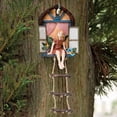 thumbnail image 4 of Garden Fairy Statue Ornament With Ladder Decor Resin Cartoon Hanging Decoration For Outdoor Elf Sitting On The Window, 4 of 5