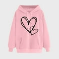 thumbnail image 2 of Oversized Hoodies for Women Graphic Heart Pullover Hooded Sweatshirt Drawstring Long Sleeve Loose Pockets Top with Hood (Pink 2XL), 2 of 5