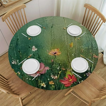 

Palnkart Flowers Round Tablecloth | Stain-Resistant & Washable | Ideal for Indoor and Outdoor Use | Perfect for Restaurants Weddings Parties | Picnic Dining Kitchen Farmhouse Decor 31 -35