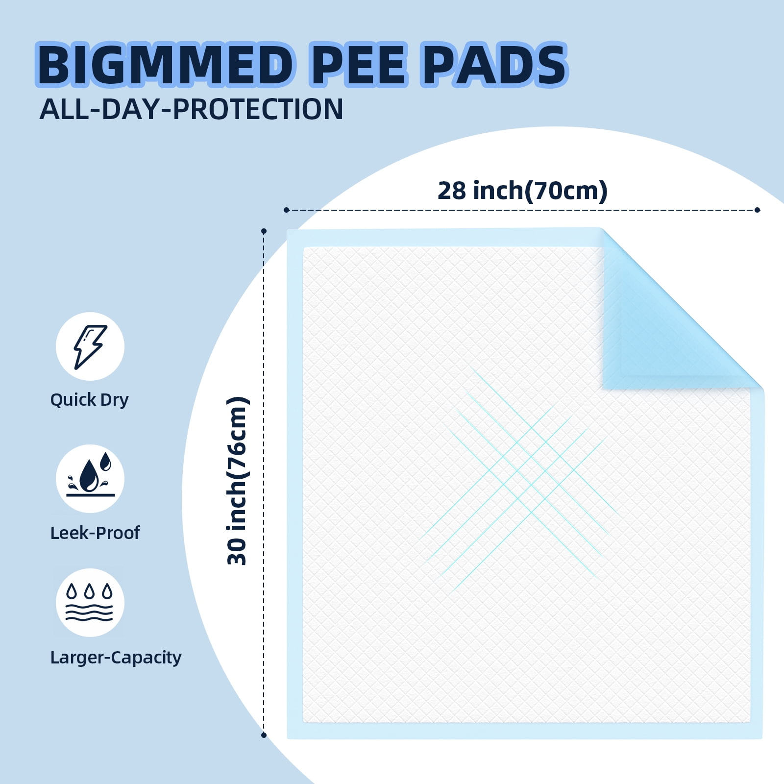 BIGGMED Dog Pee Pads Extra Large 28"x30", 50 Count Puppy PadsXL, Potty Pads for Dogs, Super Absorbent & Leak-Proof, Disposable Training Pads for Puppies, Doggie Pads
