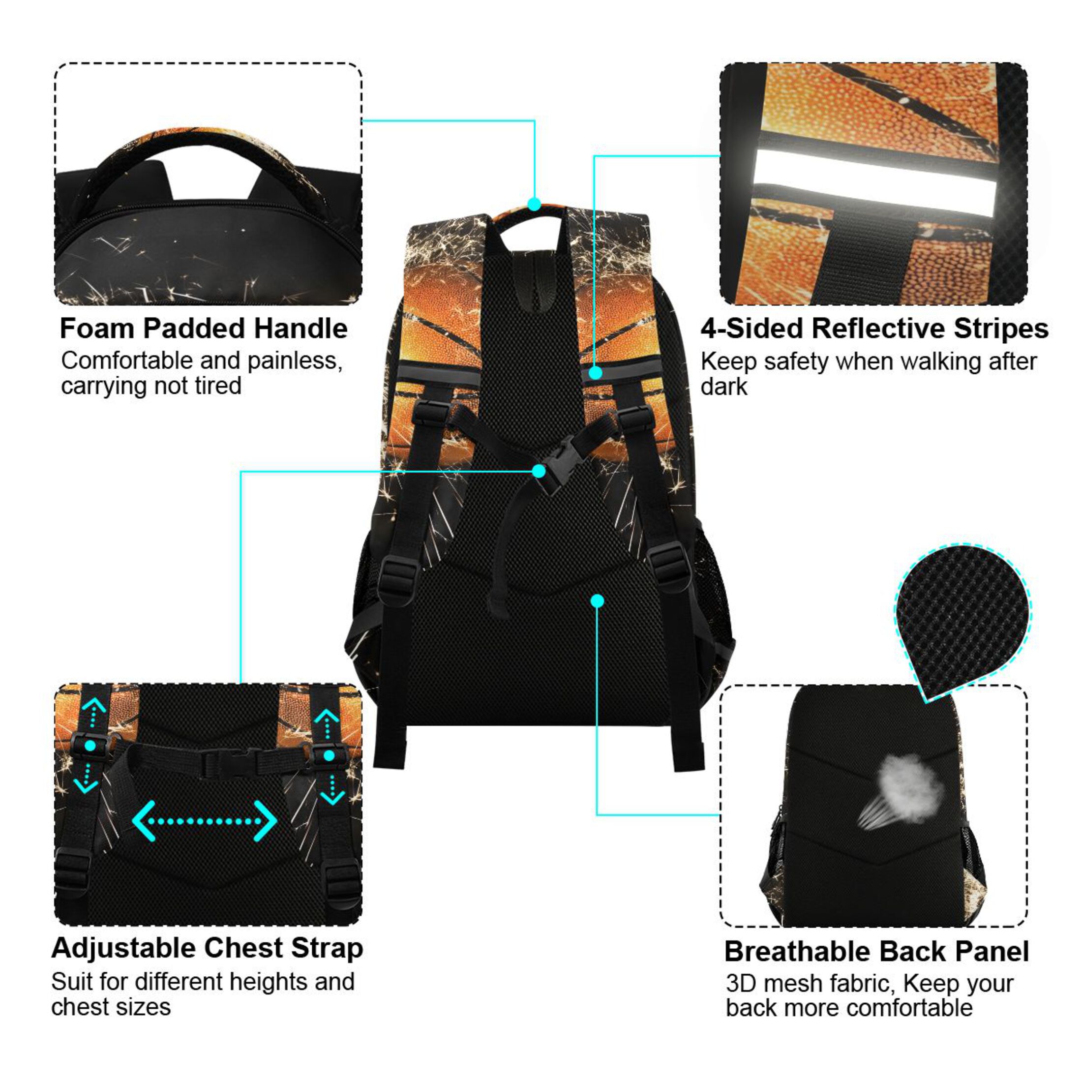 Mochila infantil de baloncesto para primaria, bolso para niños, mochila de viaje 4