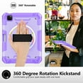 thumbnail image 3 of ELEHOLD Case for iPad Pro 11 2022/2021/2020/2018, Shockproof Case with 360°Rotating Adjustable Shoulder Hand Strap & Stand,Purple, 3 of 8