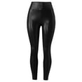 thumbnail image 5 of Mepaouo Leather Leggings for Women Fleece Lined Stretch High Waisted Tights Pleather Pants(Black,L), 5 of 6