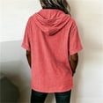 thumbnail image 5 of LEKWK Striped Casual Shirts for Women Hooded Short Sleeve Zipper Tunic Shirts Loose Fit Breathable Comfy Summer Tops Fashion Beach Vacation Daily Wear, 5 of 6