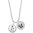 thumbnail image 1 of Delight Jewelry Silvertone Domed Ballet Dance Instructor Silvertone Script Initial Disc - U - Charm Necklace, 20"+3", 1 of 4