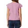 thumbnail image 3 of INSPIRE CHIC Women's Solid V Neck Cap Short Sleeves Work Blouse M Dusty Pink, 3 of 5