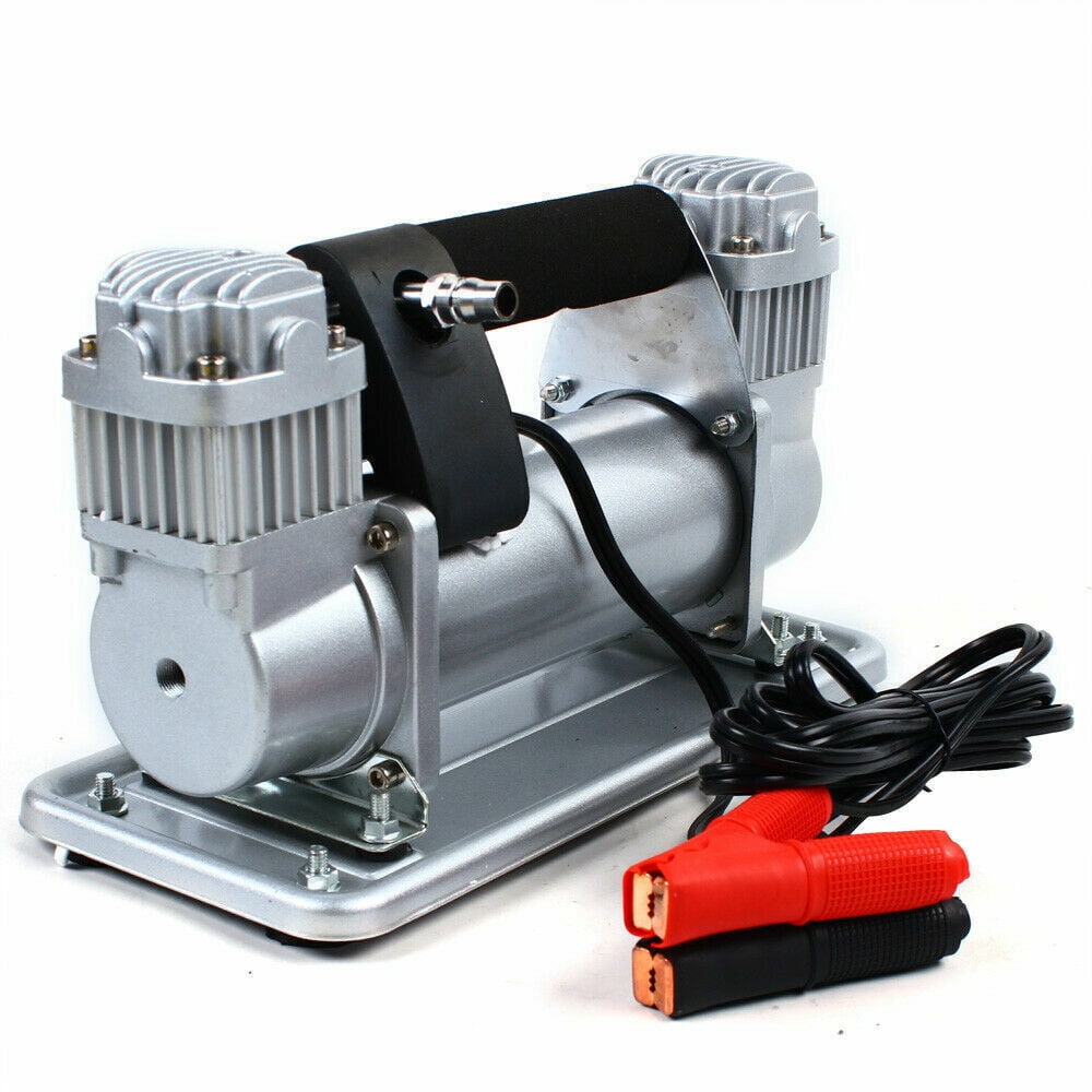 12V 480W Heavy Duty Metal Dual Cylinder Pump Air Compressor Tire Inflator
