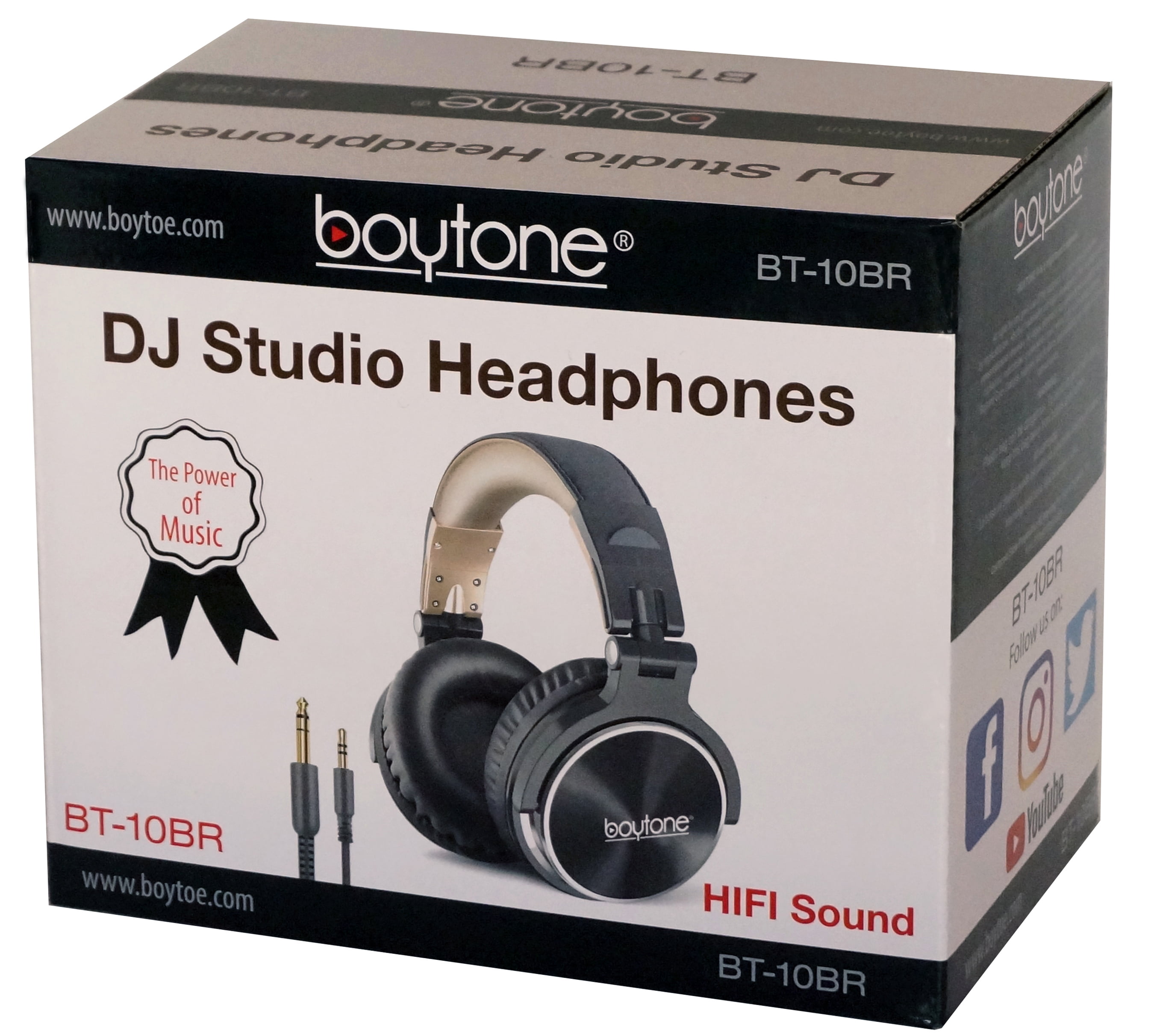 Boytone BT-10BR Wired Over Ear Headphones Studio Monitor & Mixing DJ Stereo Headsets with 50mm Drivers and 1/4 to 3.5mm Audio Jack for Audio Mixer Computer, Phone, Guitar, Laptop, Amplifire, TV