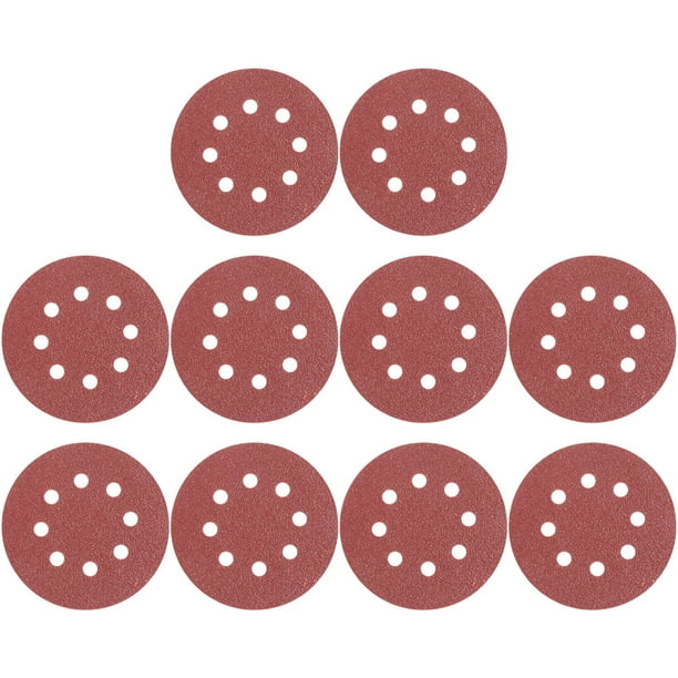FELTECHELECTR 50 discos de lija con gancho y bucle de 8 agujeros y 5 pulgadas, almohadillas circulares de papel de lija de grano 60
