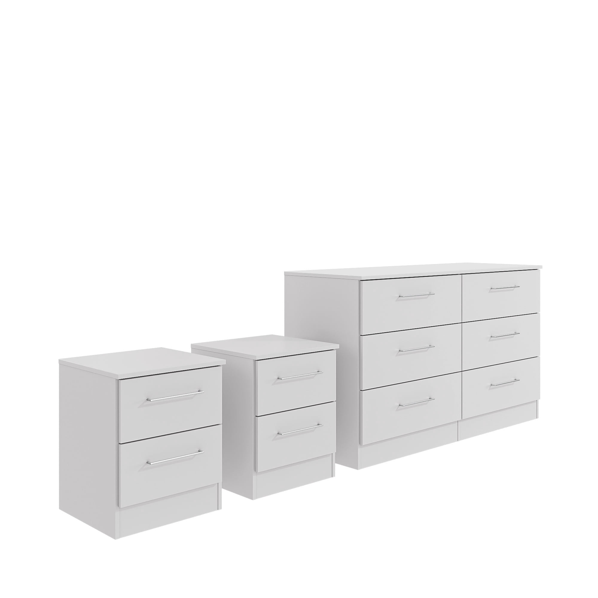 Kappesberg Foster White 3-Piece Modern Dresser and Nightstand Bedroom Set - for Adults and Teens