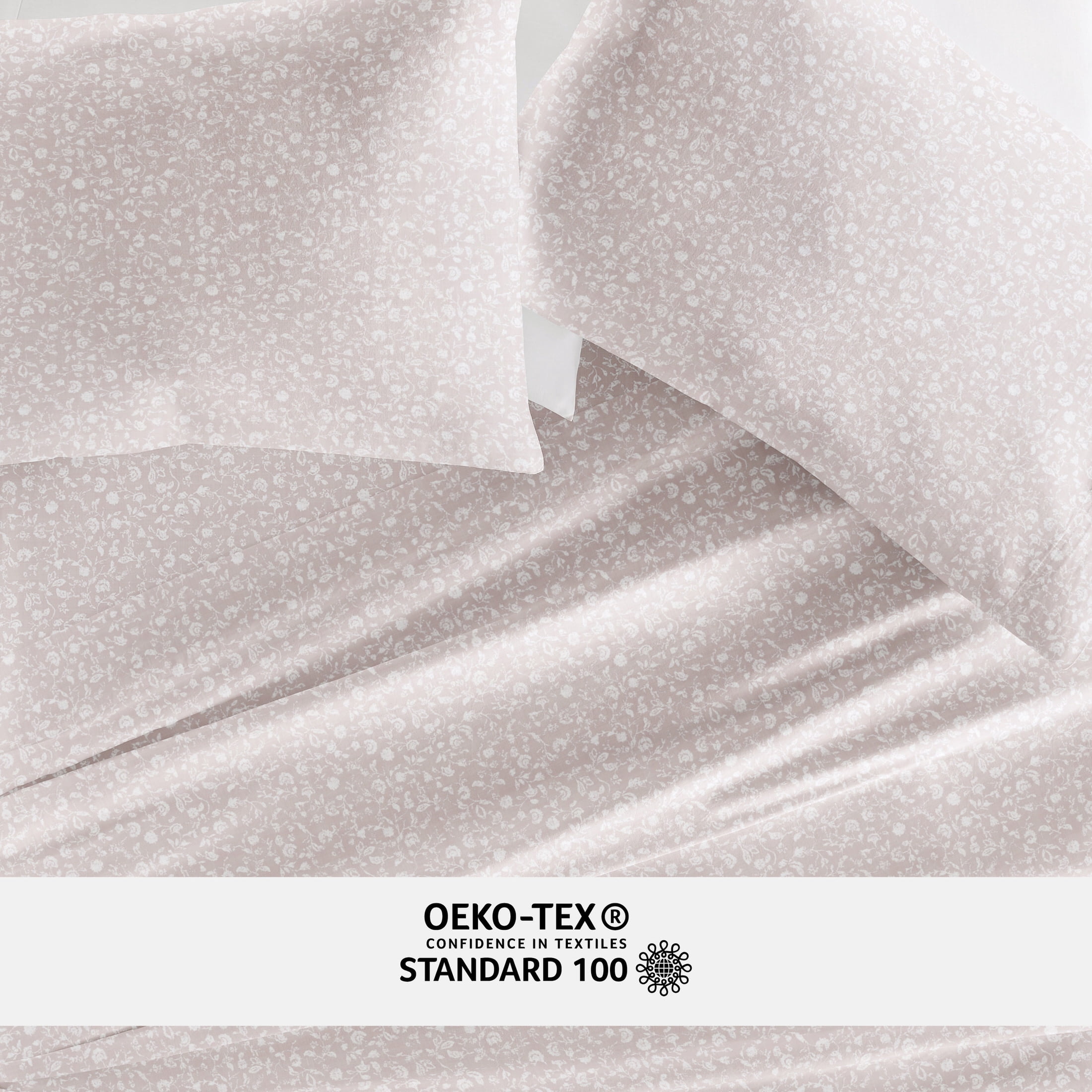 Noble Linens 4 Piece 300TC Cotton Printed Sheets, Rustic Jacobean Mauve, Queen