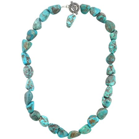 Turquoise Sterling Silver Rope Design Toggle Necklace, 18