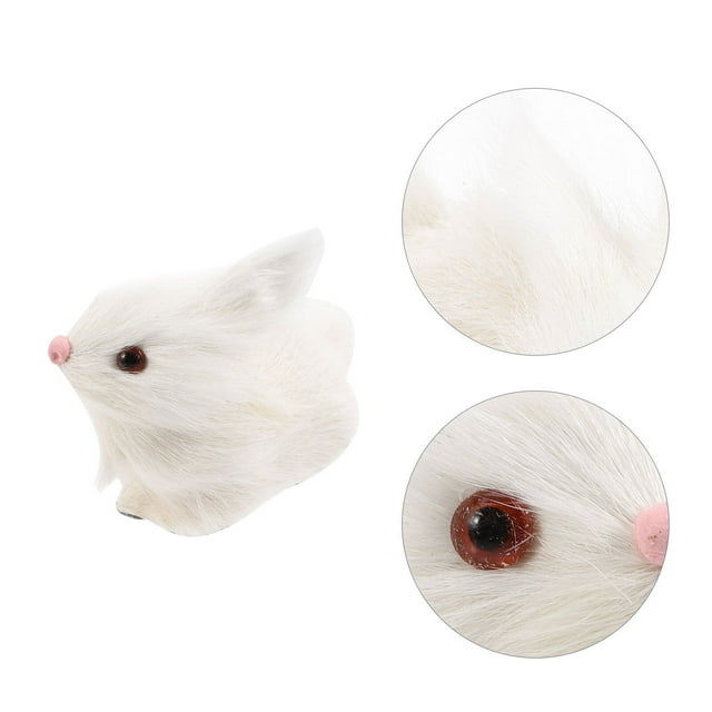 USHOBE 2Pcs Realistic Fake Rabbit Models White Plush Rabbit Decor for Christmas