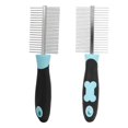 thumbnail image 3 of Double Sided Pet Comb Round Wide Dense Teeth Stainless Steel Cat Grooming Comb for Dogs CatsBlue, 3 of 4