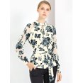 thumbnail image 2 of INSPIRE CHIC Blusa Floral De Gasa Cuello Ojo De Cerradura Manga Larga Camisa De Trabajo Para Mujer Beige XS, 2 of 7
