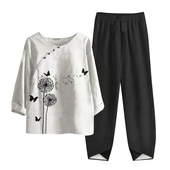 TopLLC Women's Two Piece Tracksuit V Neck Short Sleeve Tops Long Pants With Drawstring Outfits Jogger Sets