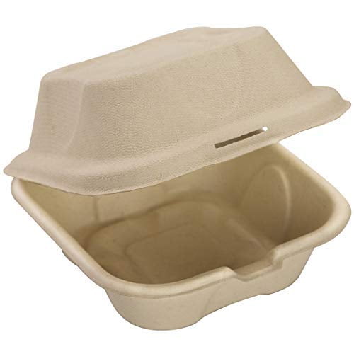 Biodegradable 9x9 Take Out Food Containers with Clamshell Hinged Lid 100... 