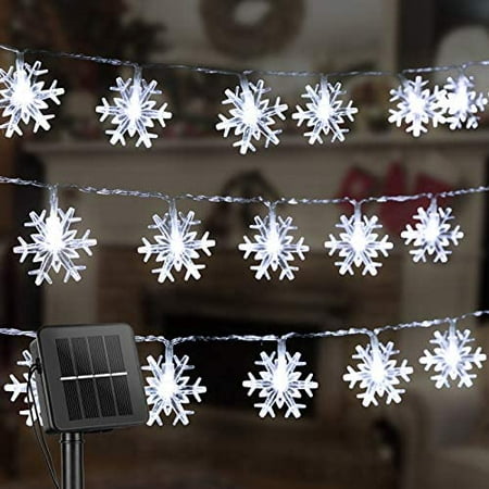 

Louist Snowflake Solar Decorations Lights 20/50 Led Outdoor Waterproof Fairy Lights with 8 Lighting Modes for Wedding Party Tree Room Garden Patio Yard Home(Pure White 7M50LED)