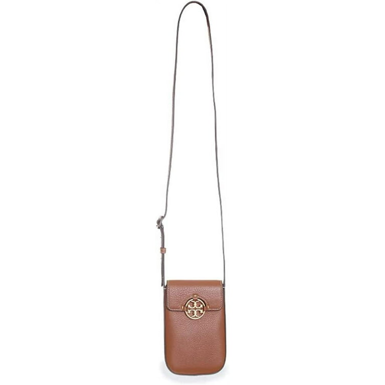 Tory Burch Miller Leather Phone Crossbody Bag In Aged Camel/gold