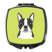 Checkerboard Lime Green Boston Terrier Compact Mirror BB1265SCM