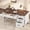 Brown and white contrast, variant on Farmhouse Executive Office Desk, 53.5" – Power Outlets, USB Ports, Adjustable File Cabinet & Storage Drawers – Wooden Computer Writing Desk for Home Workspace – Brown