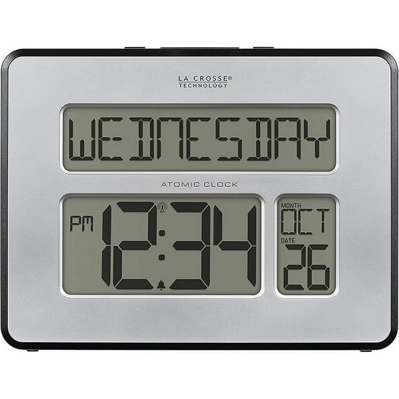 La Crosse Technology Atomic Digital Wall Clock with Calendar, 513-1419B