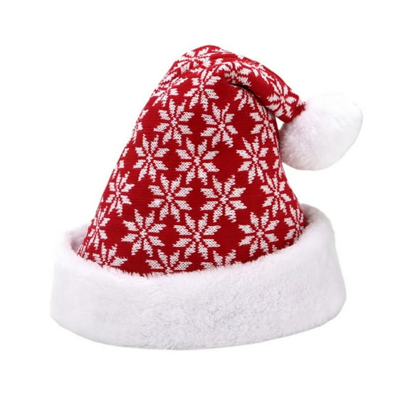 Christmas Hat, Soft Xmas Hat Thicken Snowflake Knitted Hat Reindeer Winter Hat, Unisex Adults Santa Hats